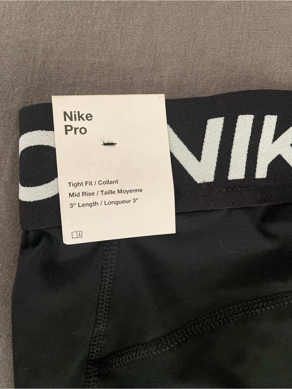 Nike Black Women's Pro Elastic-Waist Bike Shorts with White Swoosh - Picture 3 of 3